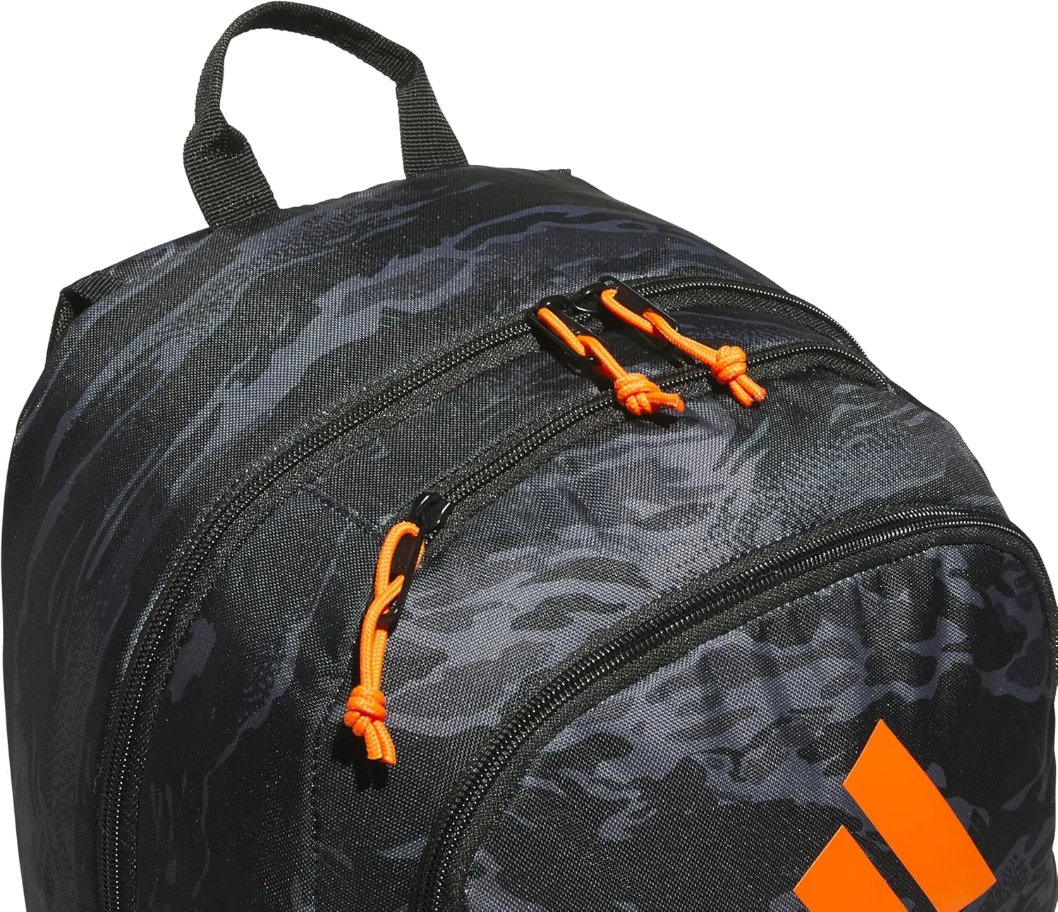 adidas Affiliate Small Backpack for Women and Men, Durable Bag with Laptop Sleeve, Essential Camo Black/Orange, One Size
