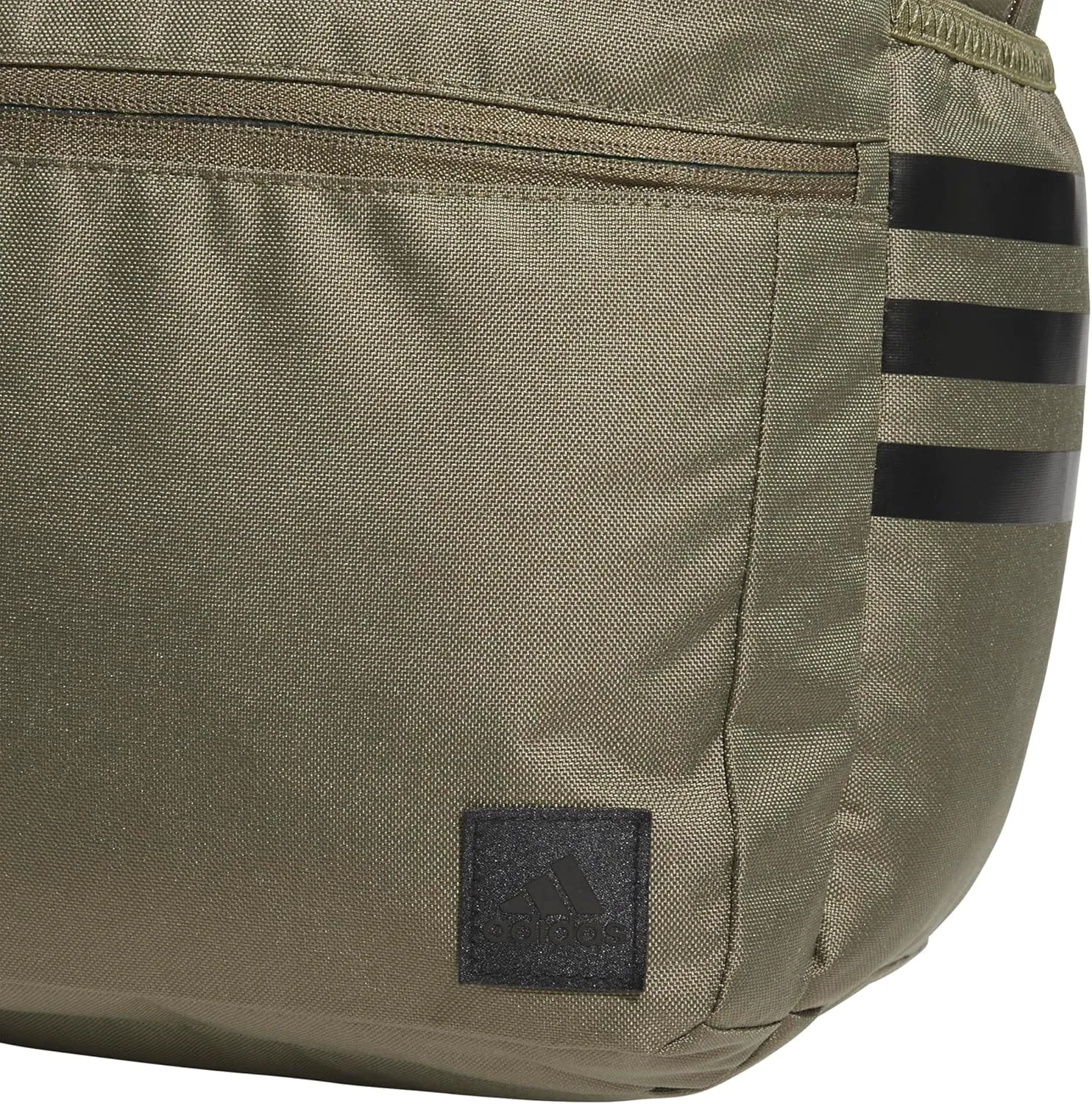 adidas Classic 3-Stripe Durable Backpack Student Athletic Sport Laptop Book Bag, Olive Strata Green/Black/5.0, One Size