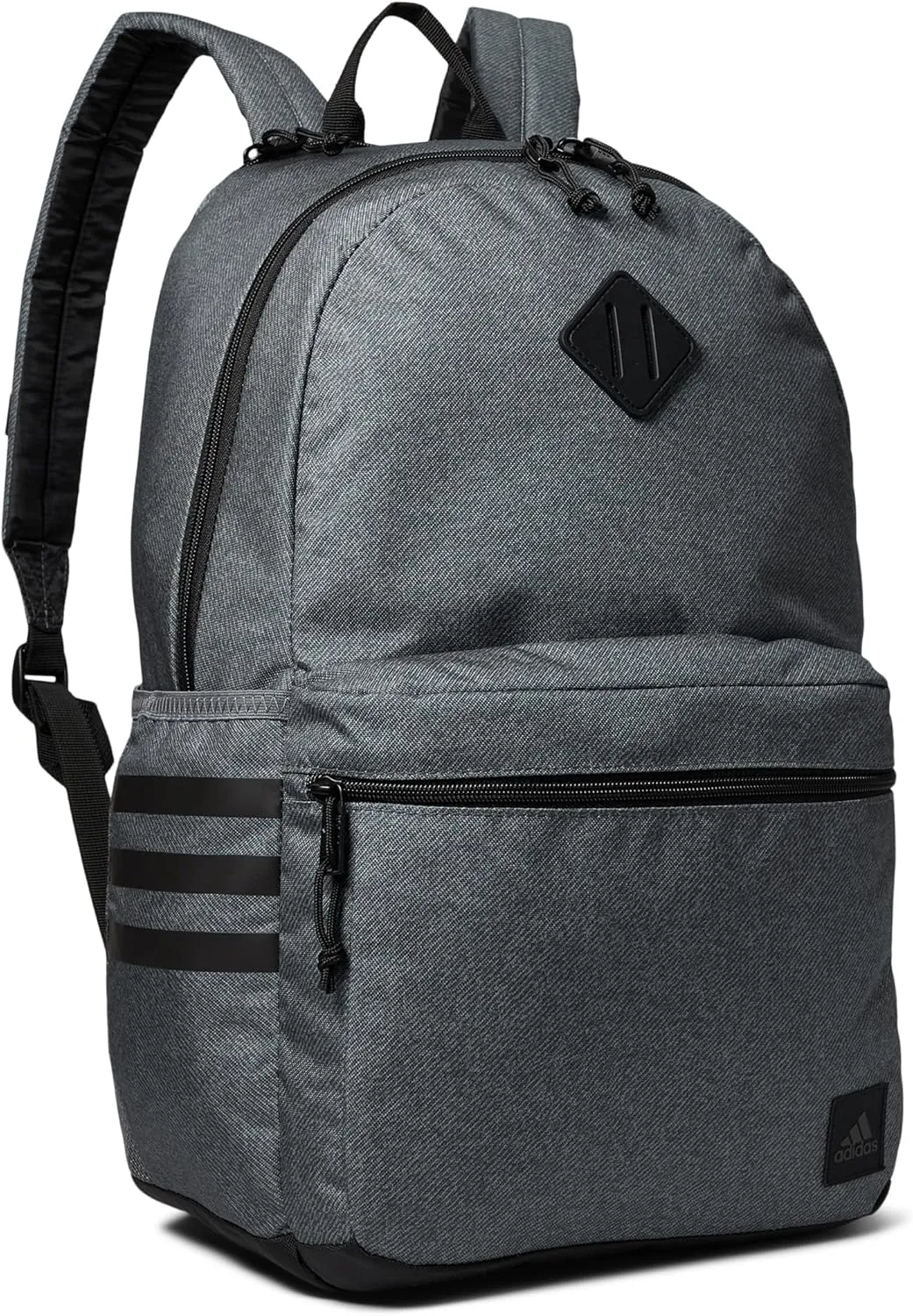 adidas Classic 3-Stripe Durable Backpack Student Athletic Sport Laptop Book Bag, Twill Onix Grey/Black/5.0, One Size