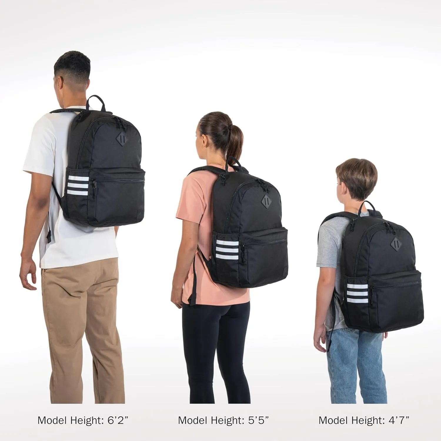 adidas Classic 3-Stripe Durable Backpack Student Athletic Sport Laptop Book Bag, Twill Onix Grey/Black/5.0, One Size