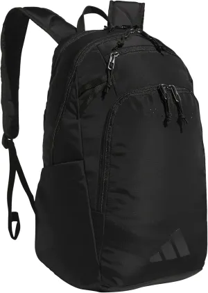 adidas Defender 5 Team Sports Backpack (33L) Durable Large Athletic Gym Laptop Travel Bag, Black/Black, One Size