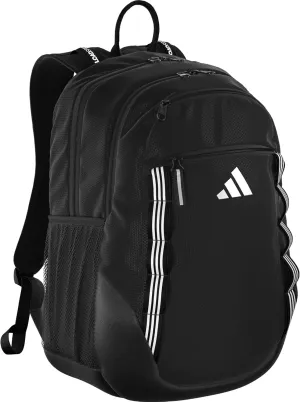 adidas Excelerator Backpack (33L) Large Durable Athletic Student Laptop Book Bag-Boys/Girls, Black/White 3 Stripe Webbing, One Size