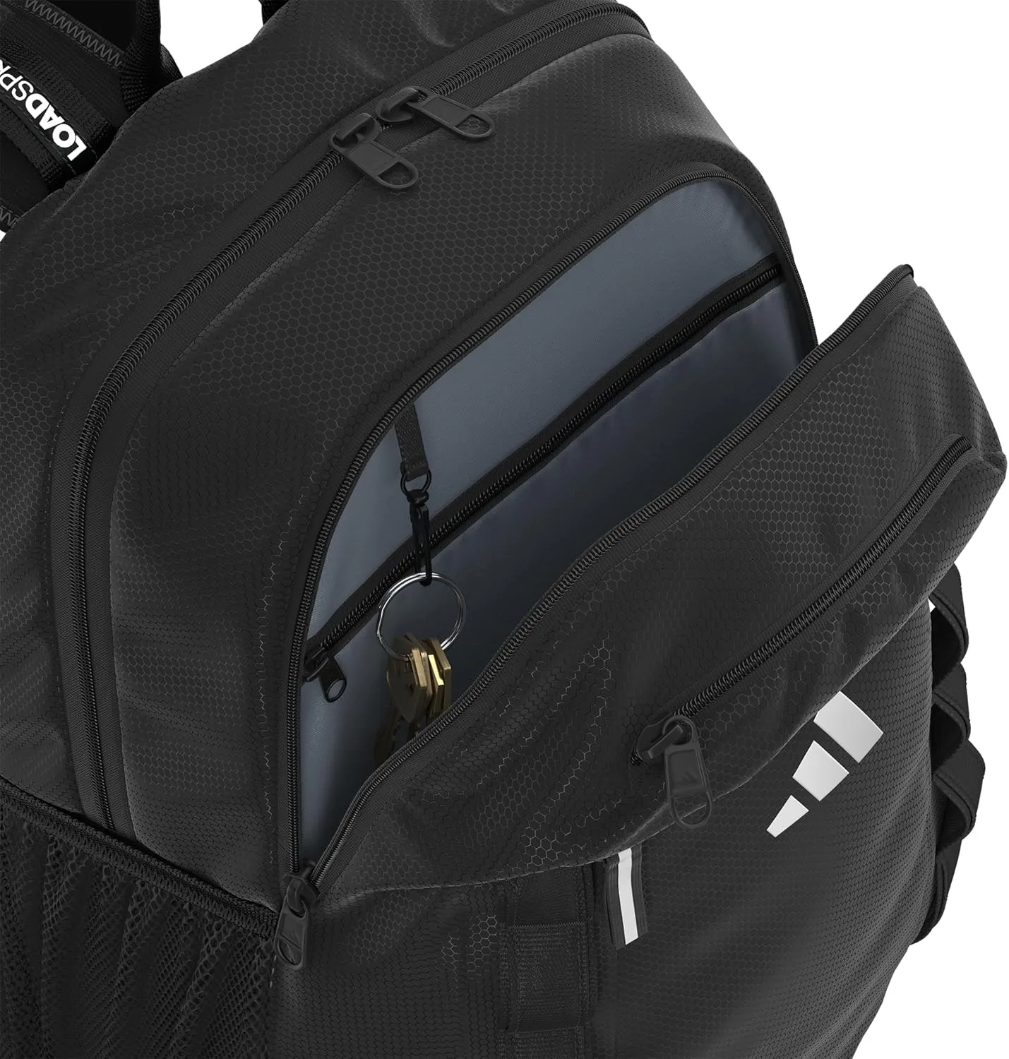 adidas Excelerator Backpack (33L) Large Durable Athletic Student Laptop Book Bag-Boys/Girls, Black/White, One Size