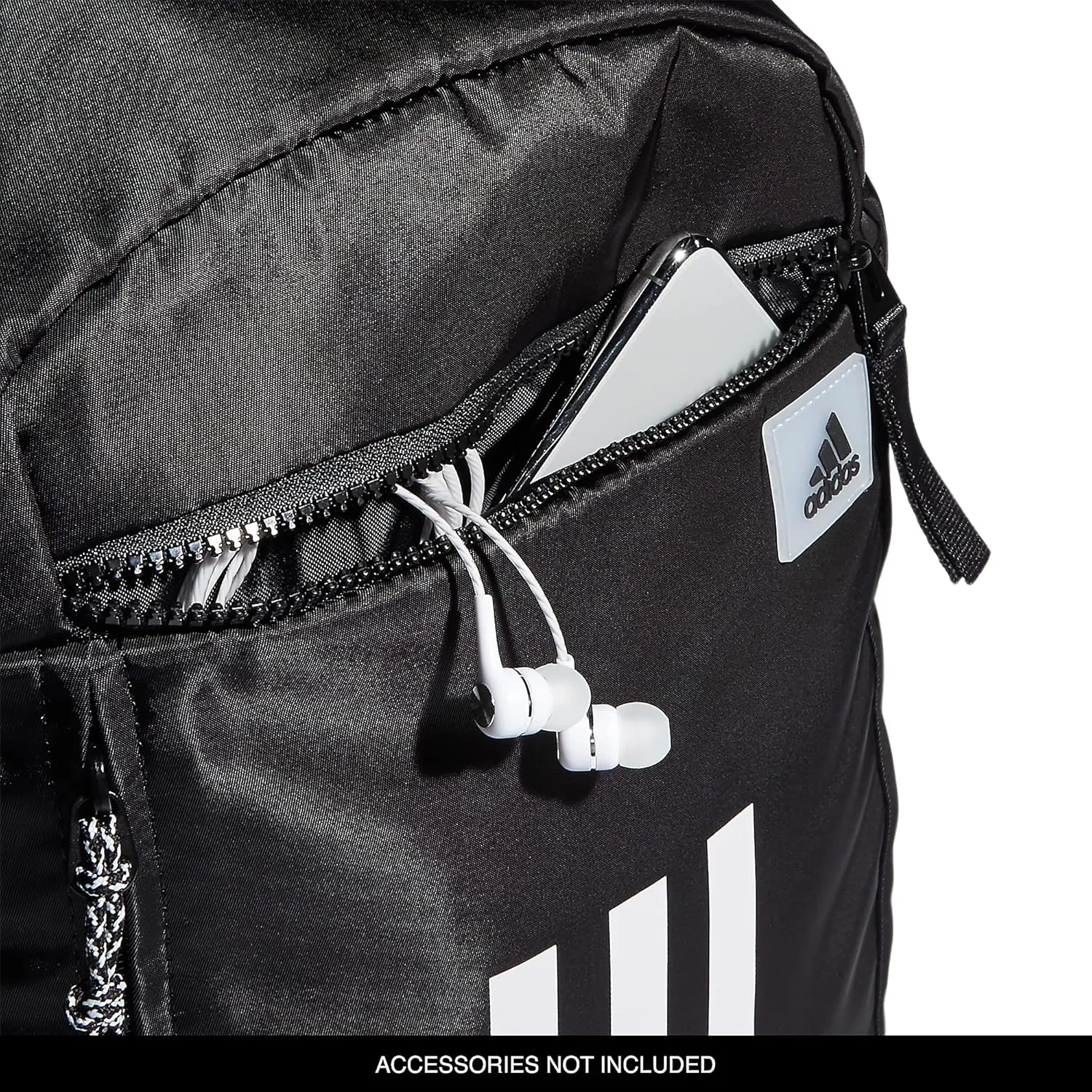 adidas League Three Stripe Backpack, Black/White, One Size