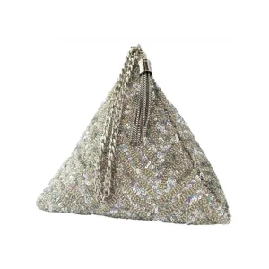 Adora By Ankita Silver Chevron Triangle Bag