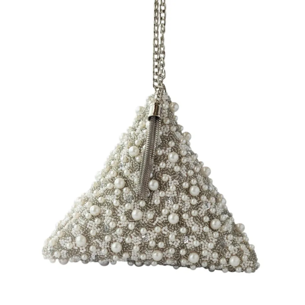 Adora By Ankita Silver Pearl Triangle Bag
