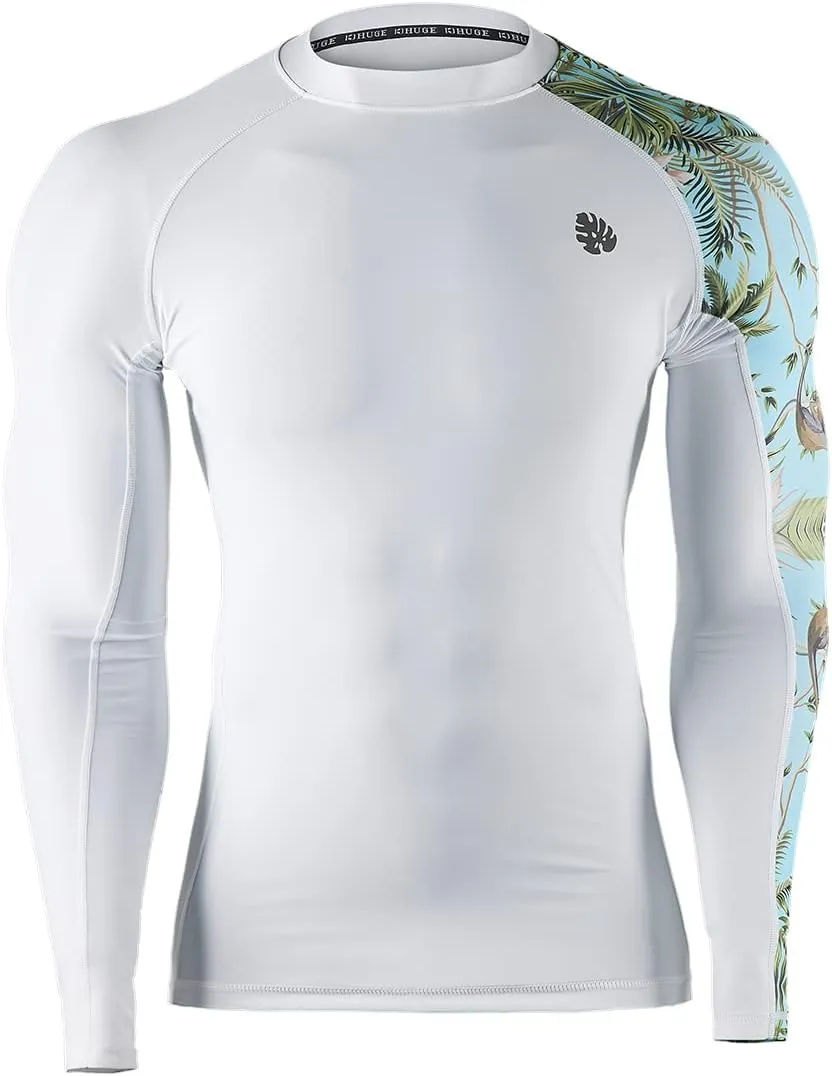 ADOREISM Men's Rash Guard Long Sleeves UPF 50  Sun Protection Compression Swim Shirts for Men