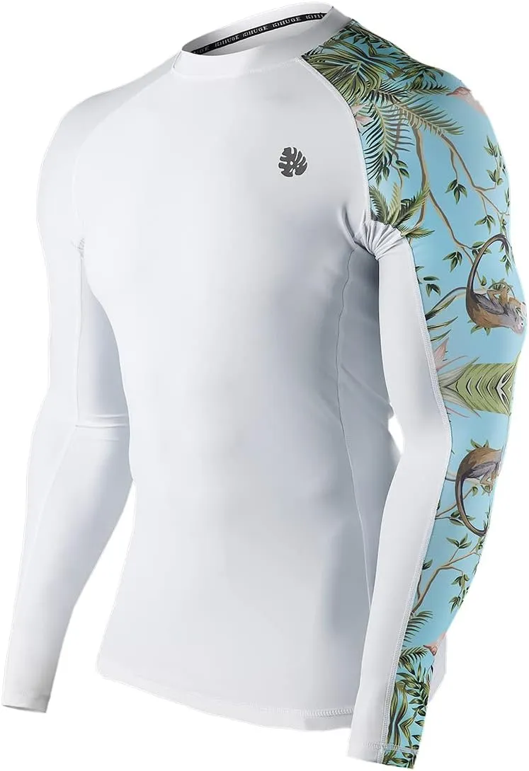ADOREISM Men's Rash Guard Long Sleeves UPF 50  Sun Protection Compression Swim Shirts for Men