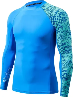 ADOREISM Men's Rash Guard Long Sleeves UPF 50  Sun Protection Compression Swim Shirts for Men