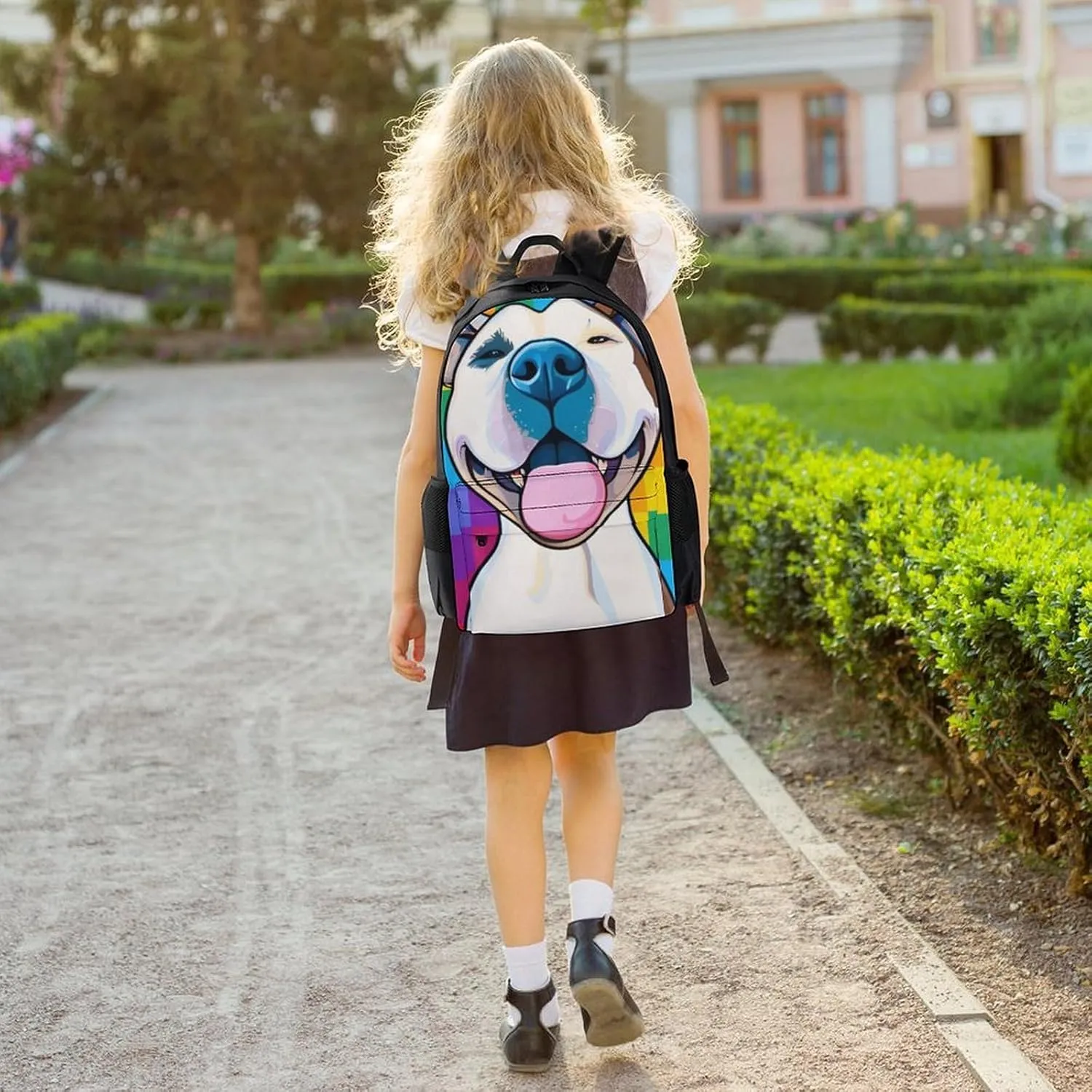 Adults Lightweight Checkerboard Pitbull Dog Smile Art Rucksacks Large Capacity Bookbag With Adjustable Shoulder Straps for Trekking Outdoors Bicycle