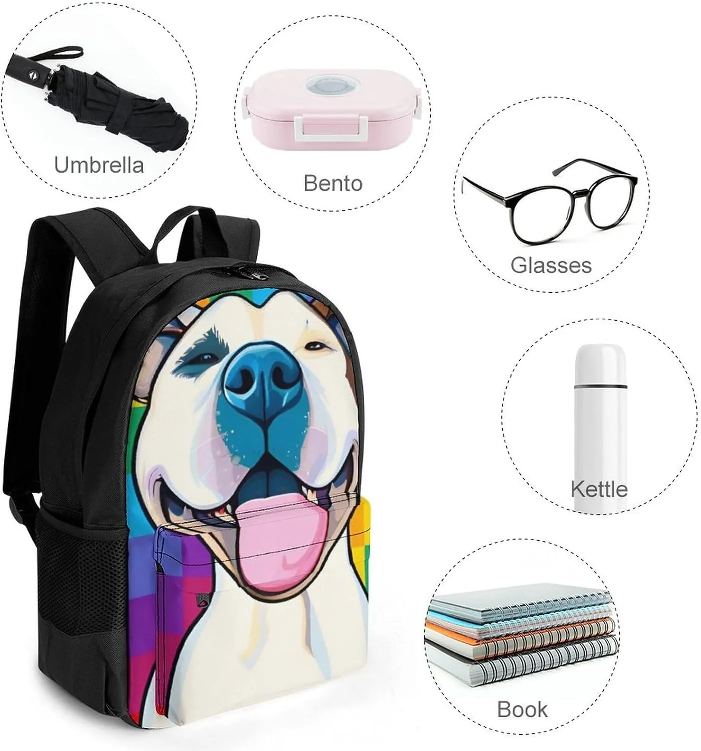 Adults Lightweight Checkerboard Pitbull Dog Smile Art Rucksacks Large Capacity Bookbag With Adjustable Shoulder Straps for Trekking Outdoors Bicycle