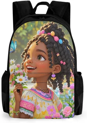 Adults Lightweight Colorful Afro American Black Woman With Butterflies Art Rucksacks Large Capacity Bookbag With Adjustable Shoulder Straps for Trekking Outdoors Bicycle