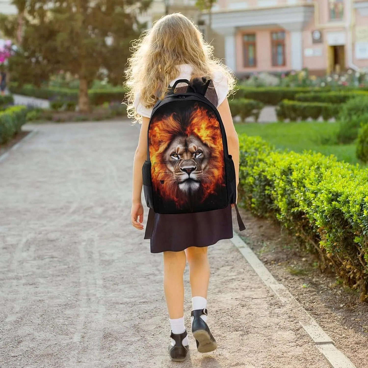 Adults Lightweight Cool Flaming Lion Fire Art Rucksacks Large Capacity Bookbag With Adjustable Shoulder Straps for Trekking Outdoors Bicycle