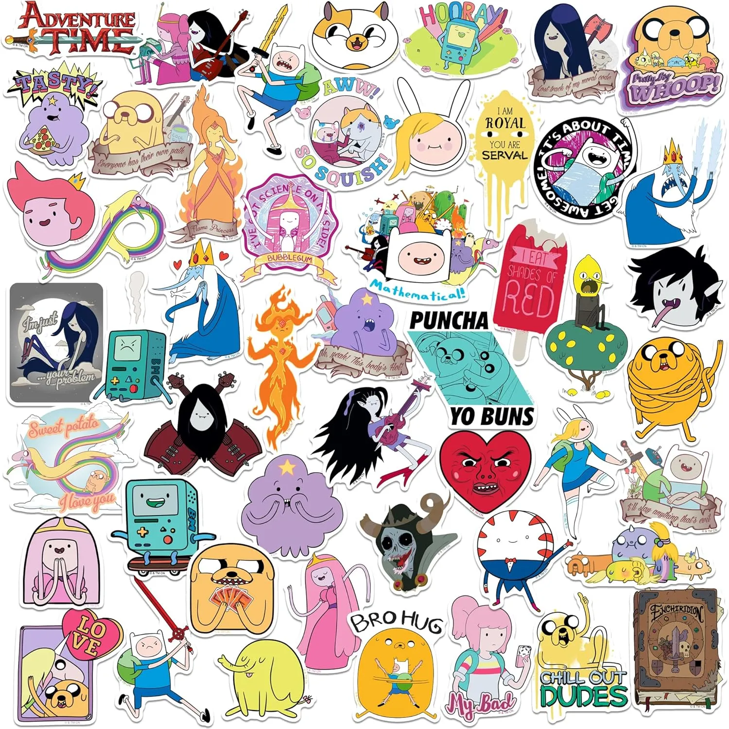 Adventure Time Variety 50ct Vinyl Large Deluxe Stickers Variety Pack - Laptop, Water Bottle, Scrapbooking, Tablet, Skateboard, Indoor/Outdoor