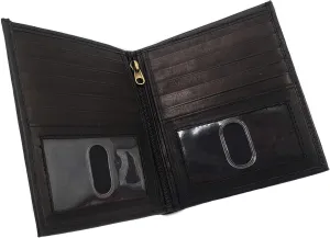 ag wallets Men's RFID Genuine Leather European Bifold Wallet Hipster 2 ID Windows (Black)