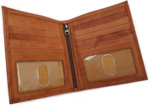 ag wallets Men's RFID Genuine Leather European Bifold Wallet Hipster 2 ID Windows Tan
