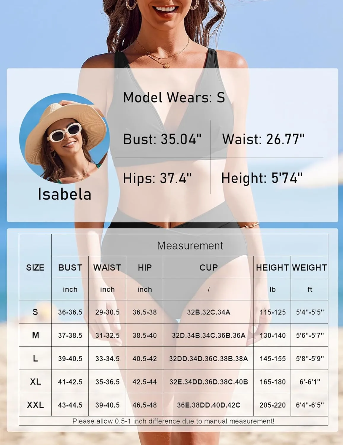AI'MAGE High Waisted Bikini Set for Women Tummy Control Women's 2 Piece Bathing Suit V Neck Sexy Color Block Swimsuit 2025
