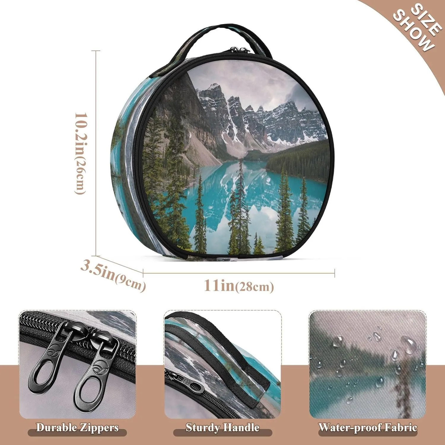 ALAZA The Most Beautiful Place on Earth Moraine Lake Makeup Brush Organizer Cosmetics Bags for Cosmetics Brushes