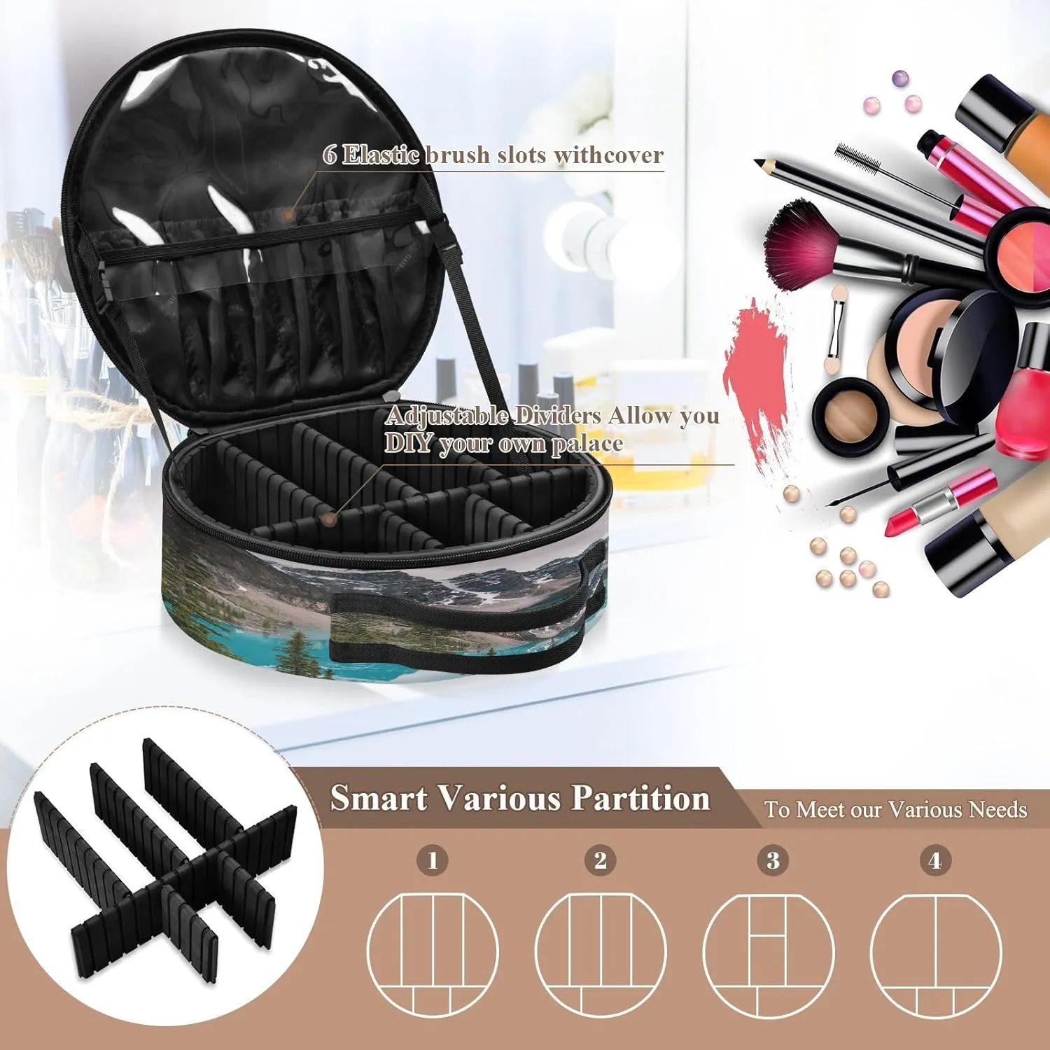 ALAZA The Most Beautiful Place on Earth Moraine Lake Makeup Brush Organizer Cosmetics Bags for Cosmetics Brushes