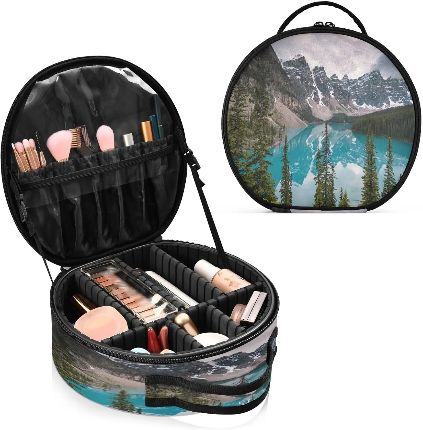 ALAZA The Most Beautiful Place on Earth Moraine Lake Makeup Brush Organizer Cosmetics Bags for Cosmetics Brushes