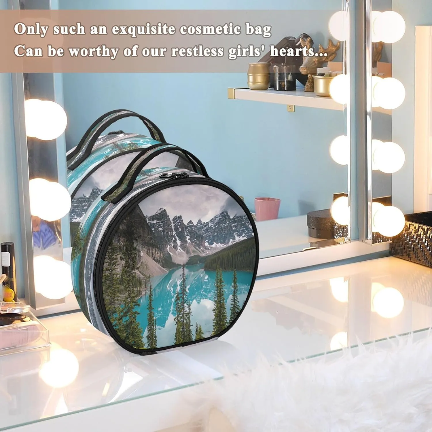 ALAZA The Most Beautiful Place on Earth Moraine Lake Makeup Brush Organizer Cosmetics Bags for Cosmetics Brushes