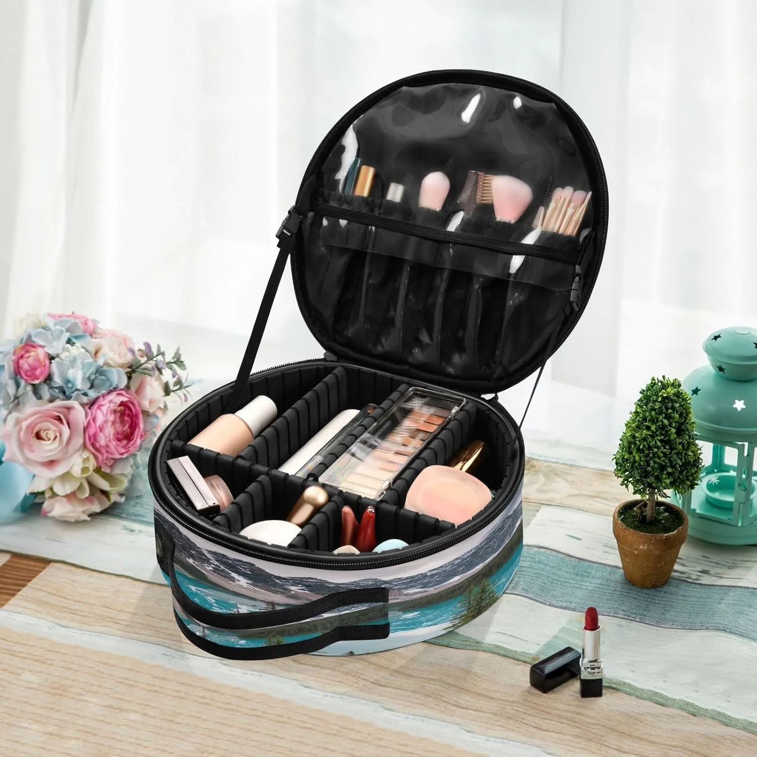 ALAZA The Most Beautiful Place on Earth Moraine Lake Makeup Brush Organizer Cosmetics Bags for Cosmetics Brushes