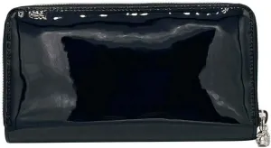 Alexander McQueen Women's Dark Navy Patent Leather Zip Around Wallet