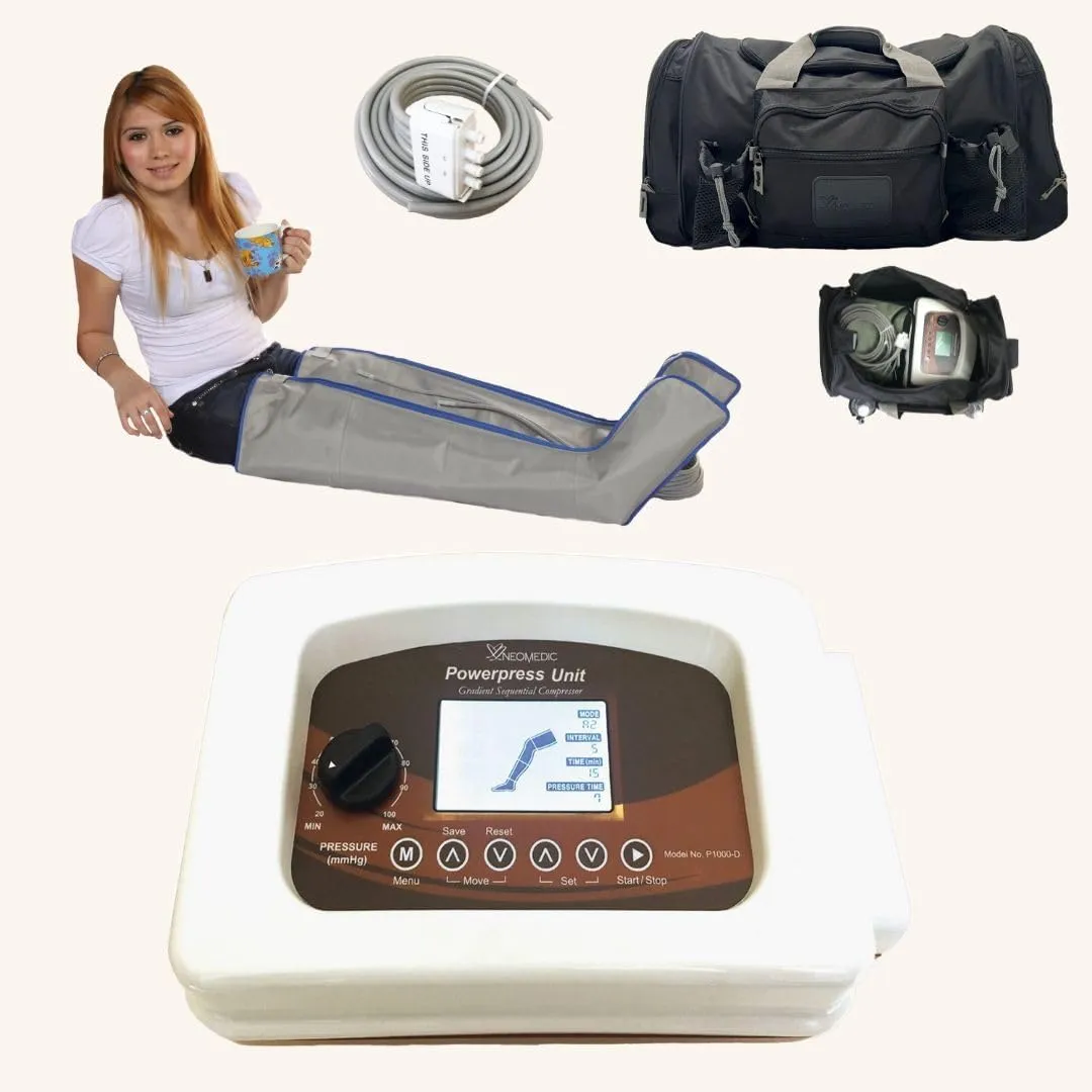 All in One POWERPRESS Recovery Unit Compression Leg Massage System w/Full Leg Complete Set (Large Pair Set) with Duffle Carry Bag
