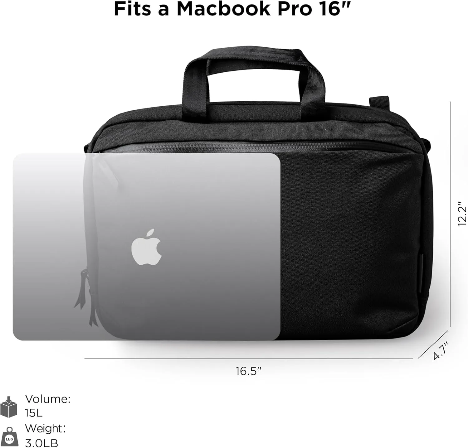 ALPAKA Elements Tech Brief Pro: Fleece Lined 16" Laptop Sleeve and Tablet Sleeve - External Zip Pocket - Accordion Style Compartments - Luggage Pass-Through - Black Axoflux 600D Weatherproof