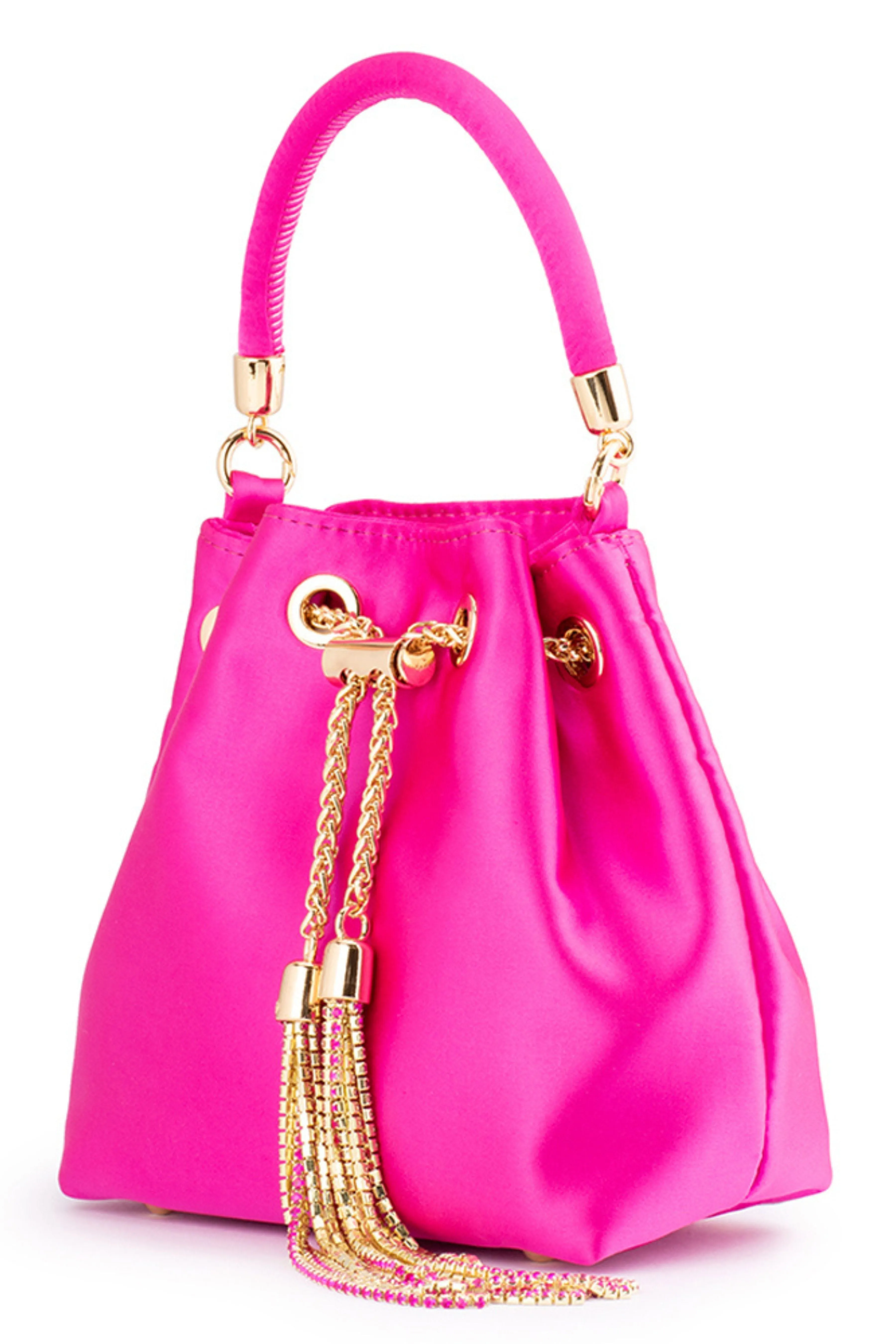 Amanda Satin Pouch - Fuchsia Pink