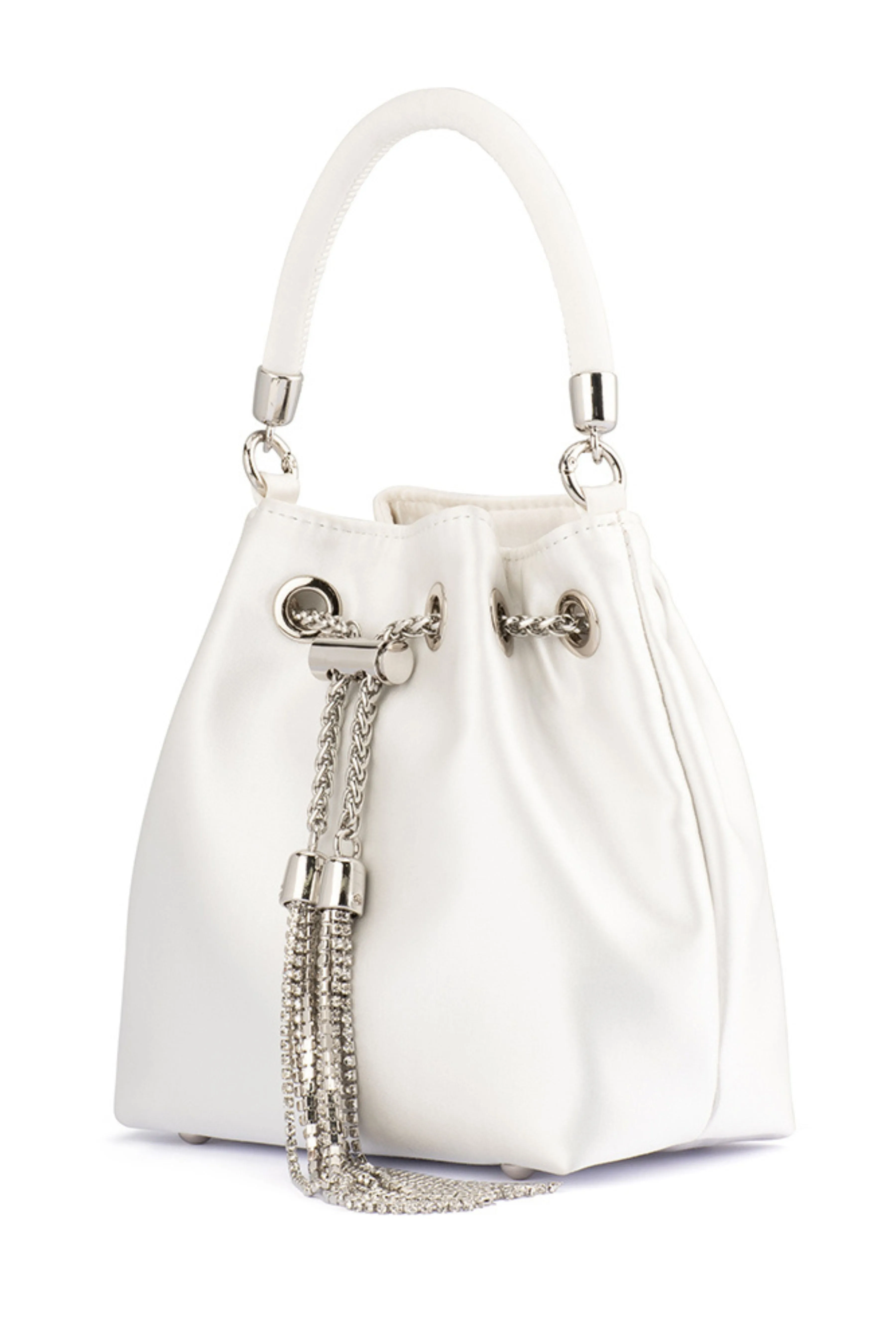 Amanda Satin Pouch - White