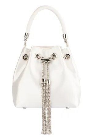 Amanda Satin Pouch - White