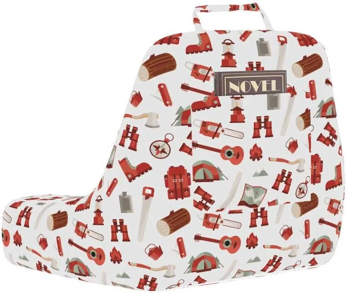 Ambesonne Camping Reading Pillow Cover, Lumberjack Elements from Outdoor Leisure Activities in Vinous Tones, Unstuffed Printed Bed Rest Case from Soft Fabric, XL Size, White Vermilion and Brown