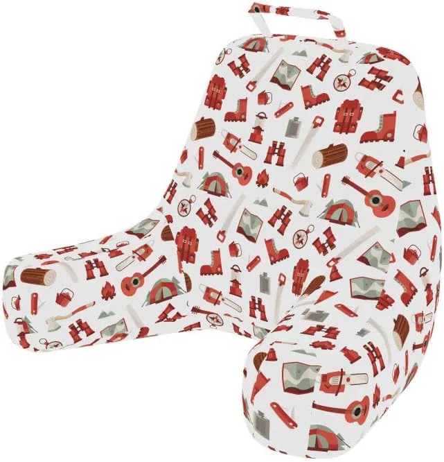 Ambesonne Camping Reading Pillow Cover, Lumberjack Elements from Outdoor Leisure Activities in Vinous Tones, Unstuffed Printed Bed Rest Case from Soft Fabric, XL Size, White Vermilion and Brown