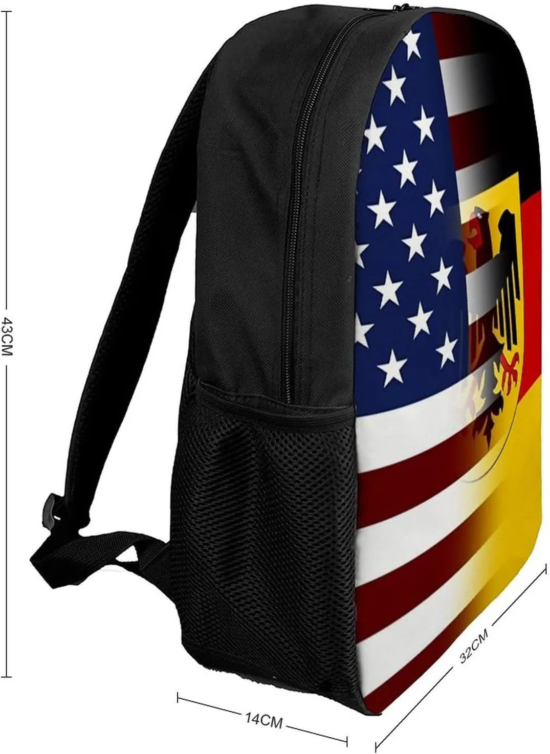 American German Flag Backpack with Adjustable Straps, Suitable for Travel Picnics Activities