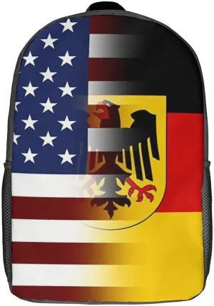 American German Flag Backpack with Adjustable Straps, Suitable for Travel Picnics Activities