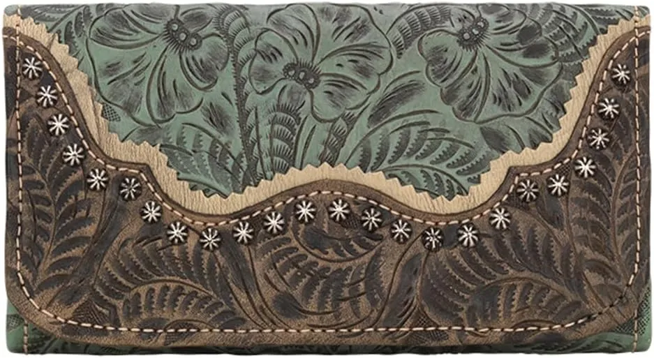 American West Women's Saddle Ridge Tri-Fold Leather Wallet