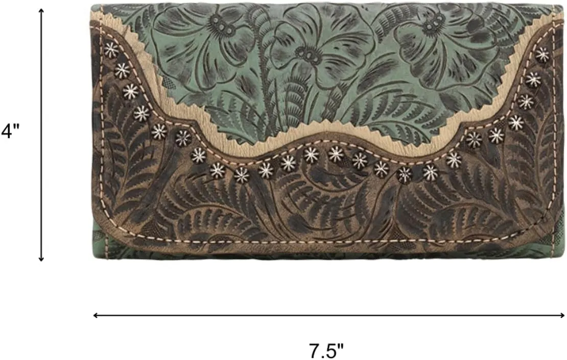 American West Women's Saddle Ridge Tri-Fold Leather Wallet
