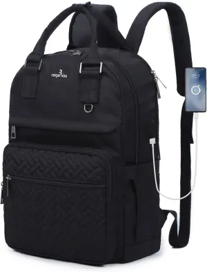Angel Kiss Backpack Purse for Women, Large Travel Backpack with USB Port, Anti-Theft Design, Water-Resistant Daypack for Casual and Business for Work Black