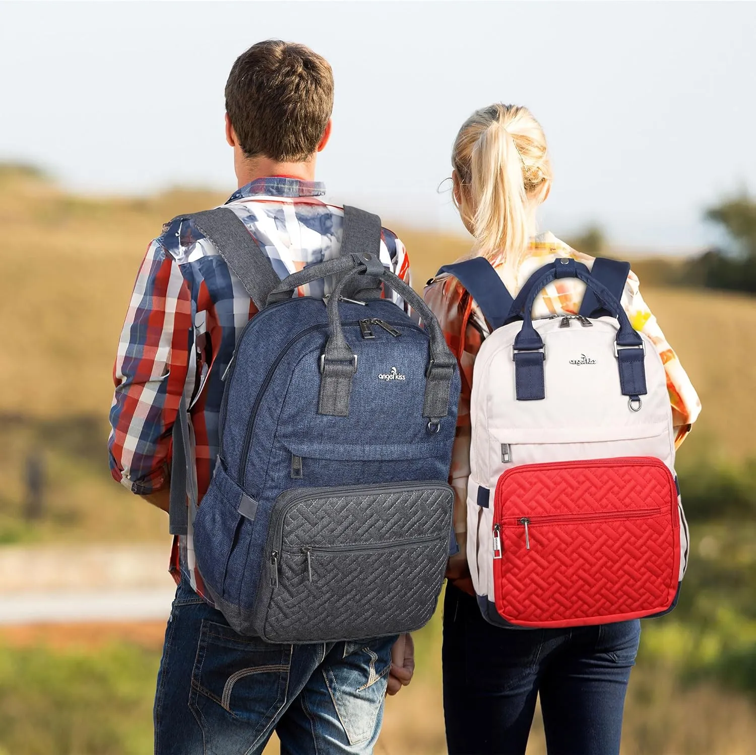 Angel Kiss Backpack Purse for Women, Large Travel Backpack with USB Port, Anti-Theft Design, Water-Resistant Daypack for Casual and Business for Work Navy