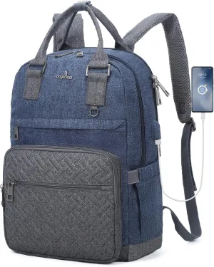 Angel Kiss Backpack Purse for Women, Large Travel Backpack with USB Port, Anti-Theft Design, Water-Resistant Daypack for Casual and Business for Work Navy