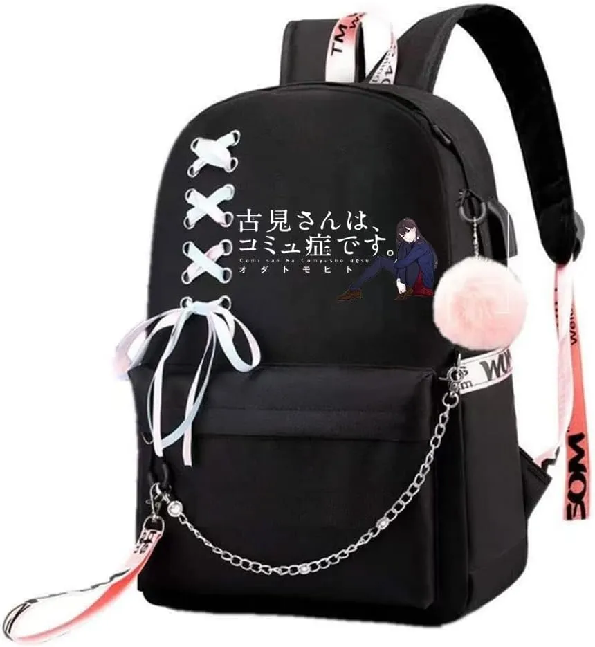 Anime Komi Cant Communicate Komi Shouko Backpack Komi San Excited Cosplay Ribbon Backpack (2)