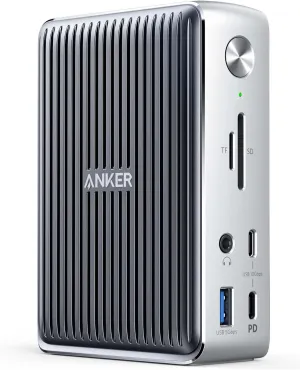 Anker 577 Docking Station (13-in-1, Thunderbolt 3) 85W Charging for Laptop, 18W for Phones, 4K Dual Display, 10 Gbps USB-C Data, Ethernet, Audio, SD 4.0