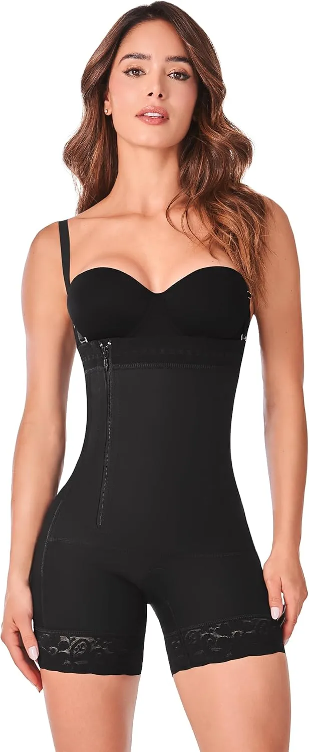 Ann Chery 3010 Strapless Knee-Length Girdle with Tummy Control,Side Zip, Adjustable Straps and Butt Lifting| High Compression