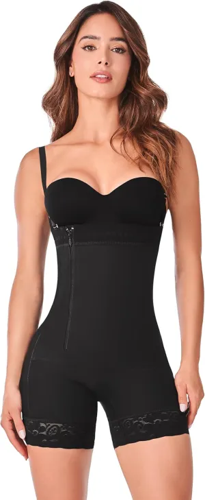 Ann Chery 3010 Strapless Knee-Length Girdle with Tummy Control,Side Zip, Adjustable Straps and Butt Lifting| High Compression