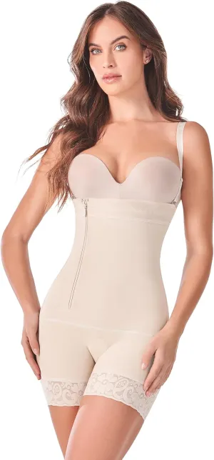 Ann Chery 3010 Strapless Knee-Length Girdle with Tummy Control,Side Zip, Adjustable Straps and Butt Lifting| High Compression