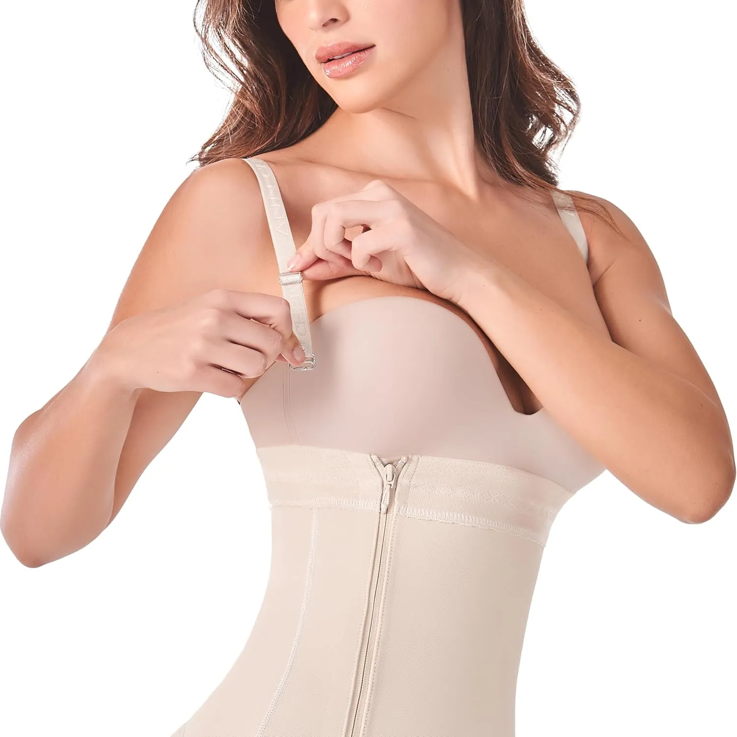 Ann Chery 3010 Strapless Knee-Length Girdle with Tummy Control,Side Zip, Adjustable Straps and Butt Lifting| High Compression