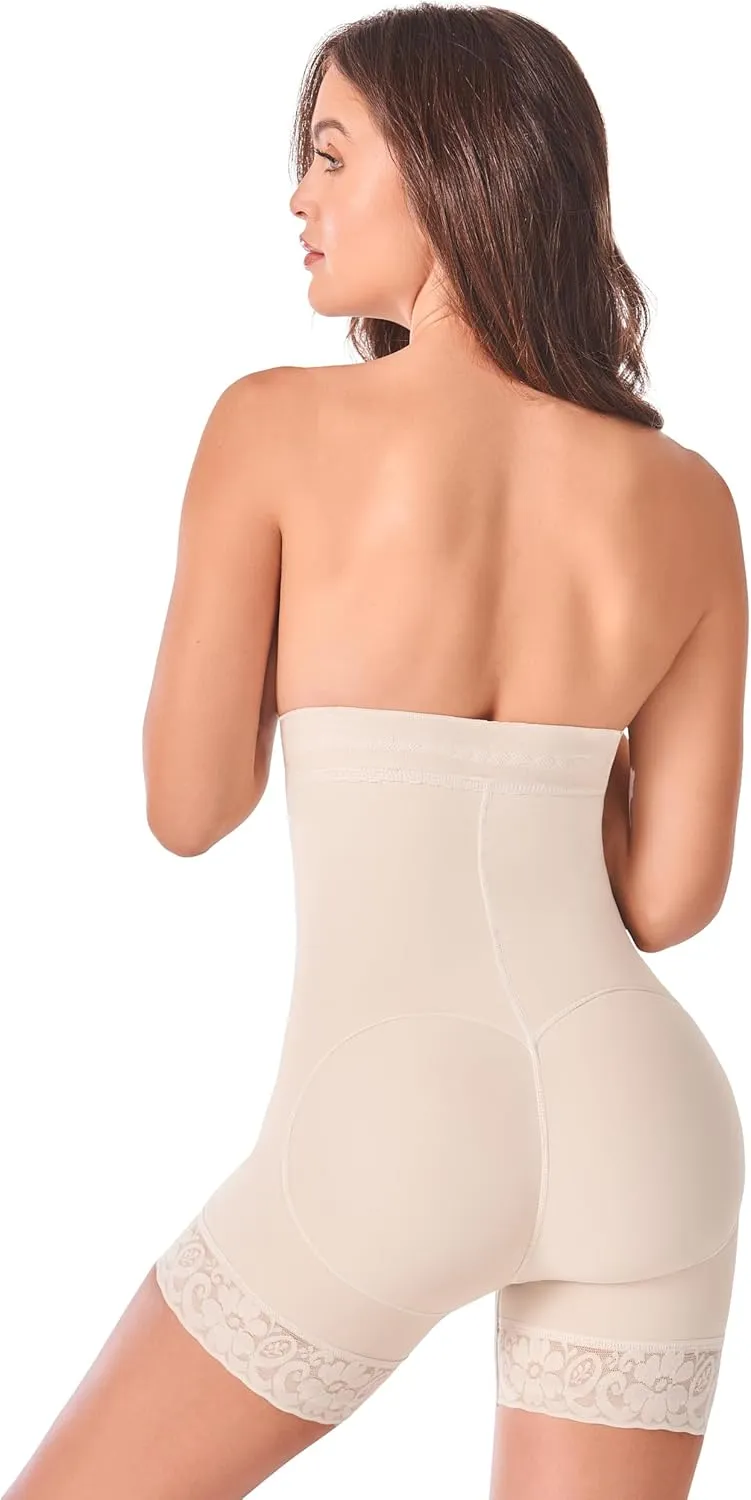 Ann Chery 3010 Strapless Knee-Length Girdle with Tummy Control,Side Zip, Adjustable Straps and Butt Lifting| High Compression
