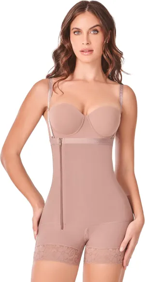 Ann Chery Shapewear Bodysuit for Women - Tummy Control, Waist Compression, and Lifting - Short Body Shaper Zipper Open Bust