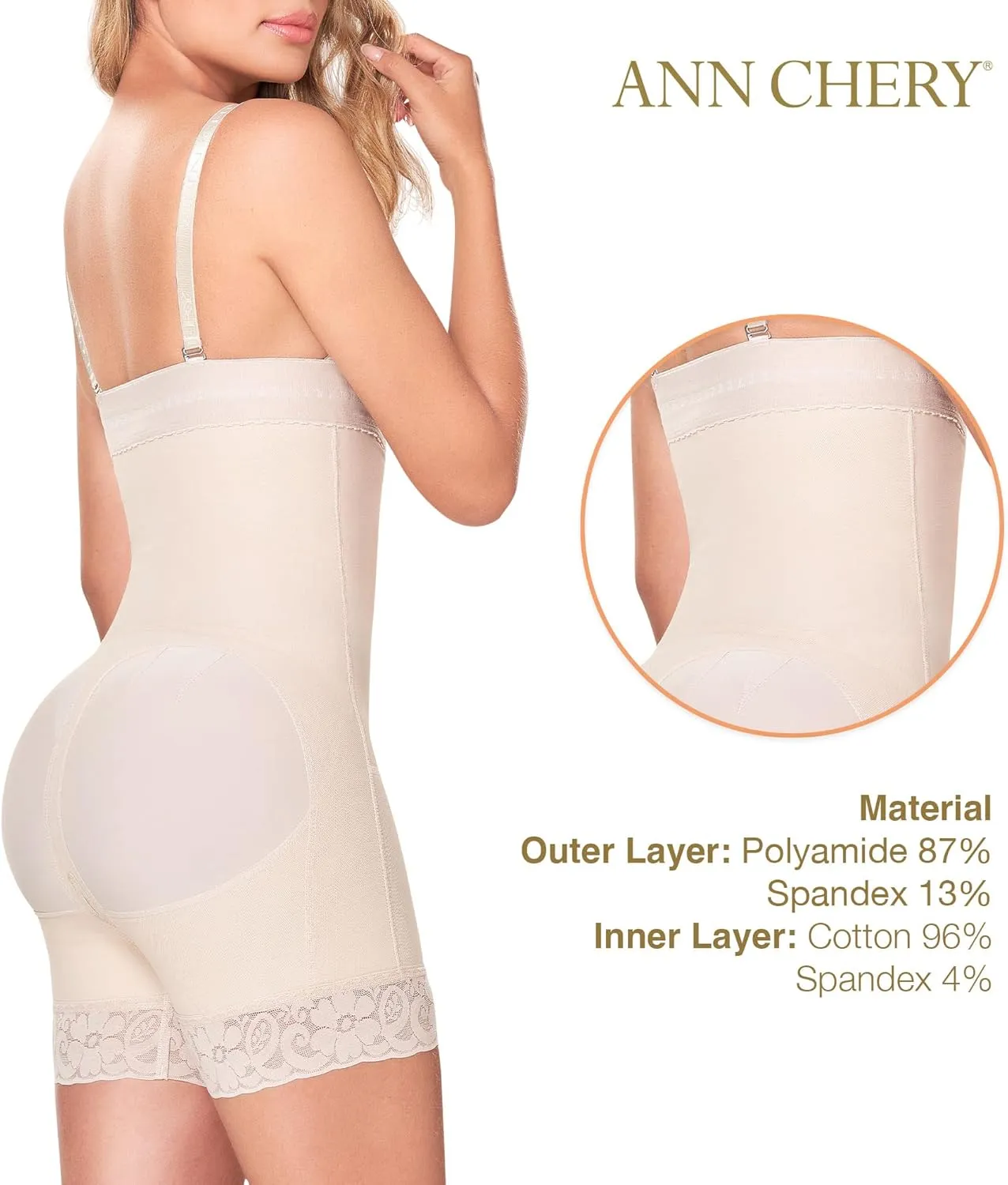 Ann Chery Tummy Control Shapewear and Butt Lifter for Women - Postpartum Colombian Bodysuit - Compression Bodysuit